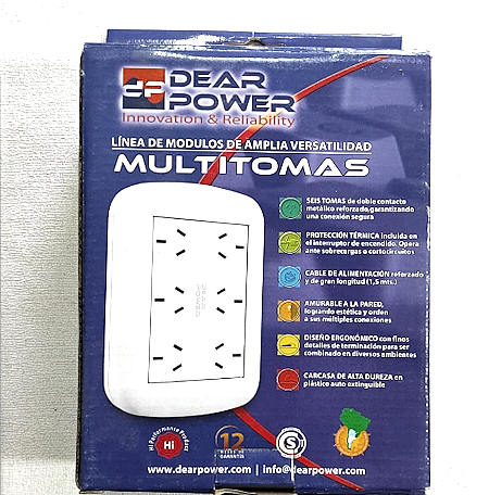 ZAPATILLA ELÉCTRICA 6 TOMAS PATAS OBLICUAS DEAR POWER - Imagen 3
